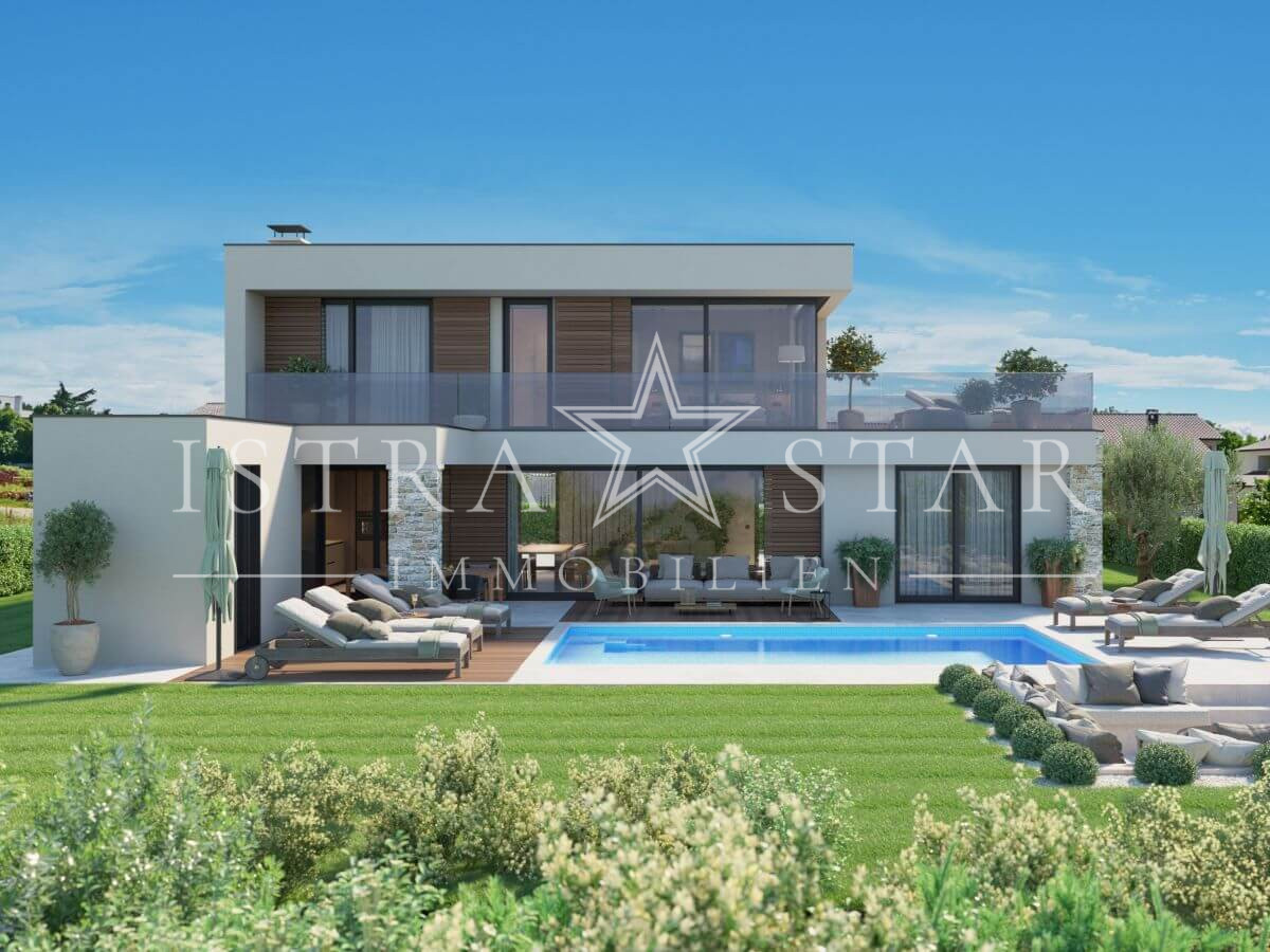 Exklusives Neubauhaus mit Pool und Meerblick in ruhiger Lage nahe Porec